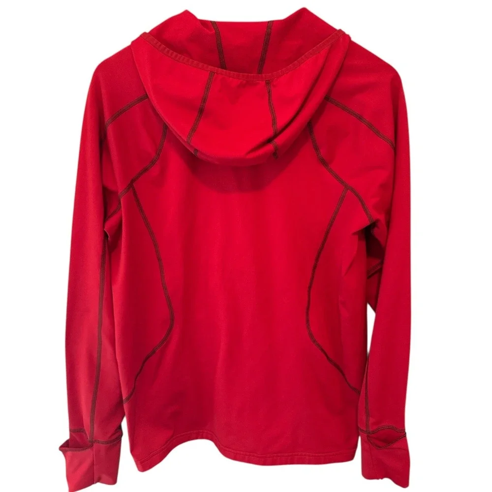 REI Mens Red Quarter‎ Zip Hooded Pullover Athletic Size M Fleece Hiking Outdoors